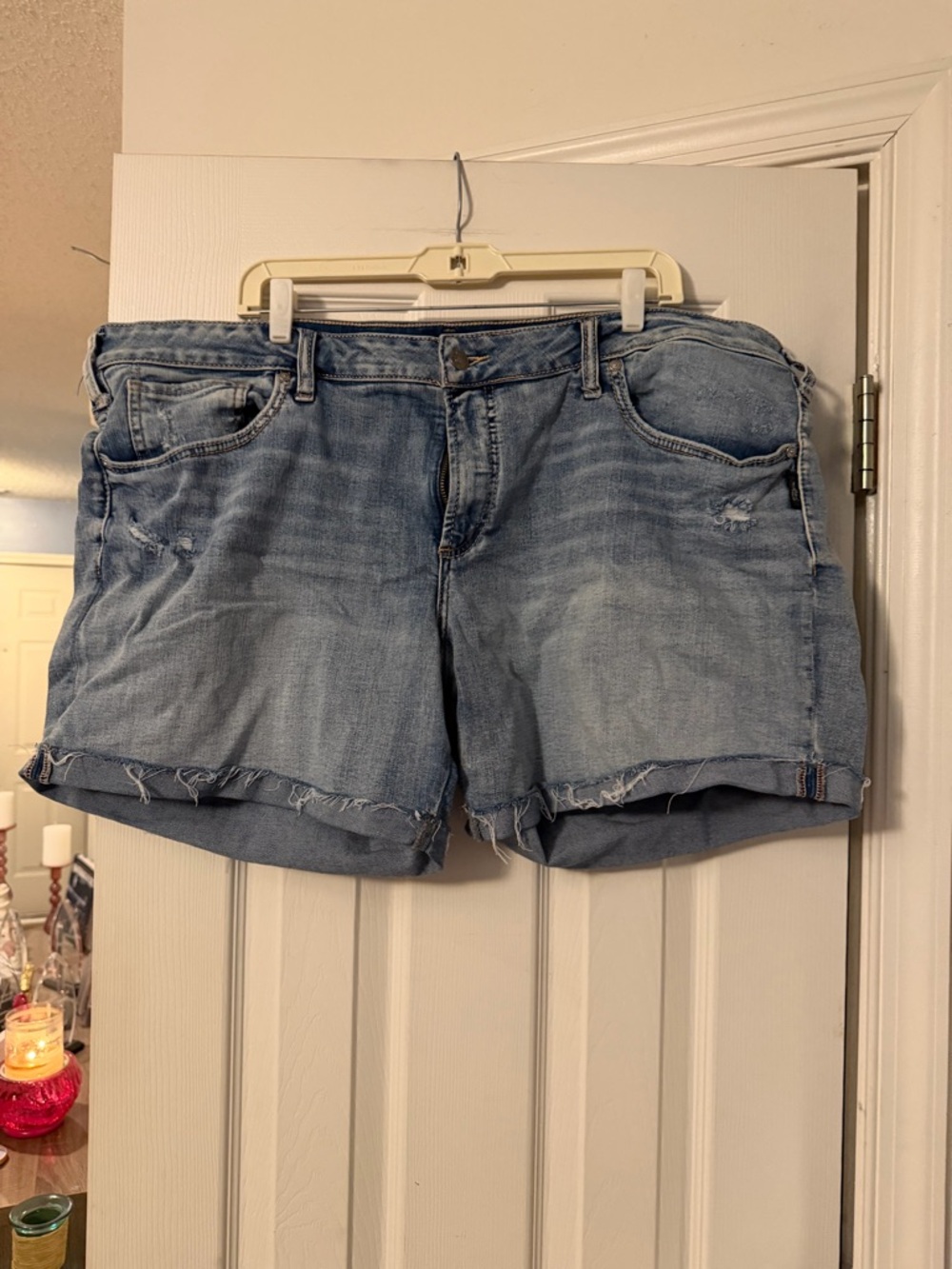 Silver Jeans Light Blue Distressed Denim Shorts